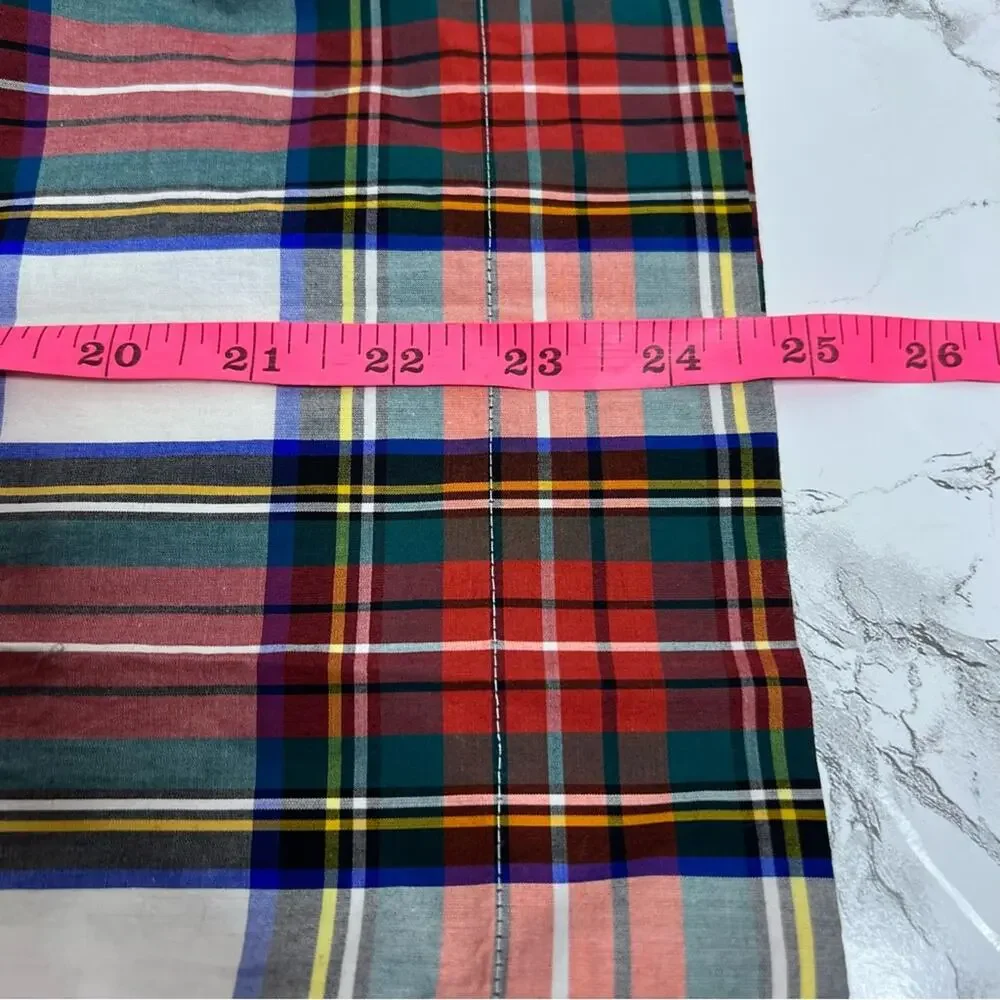 J. Crew Scallop Tie Neck Puff Sleeve Top In Stewart‎ Tartan Plaid Sz M